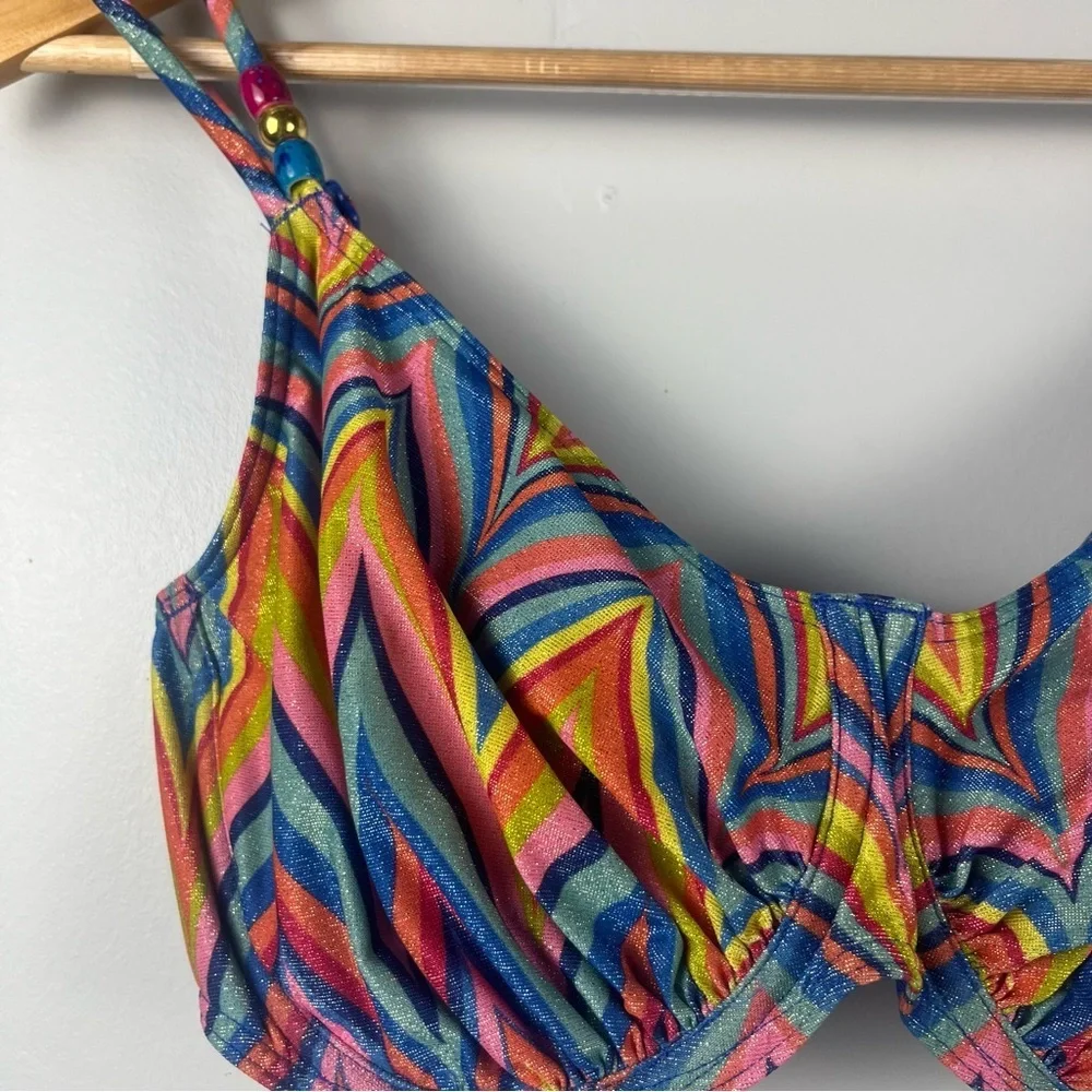 PRIMADONNA Kea Interlocking Bikini top in rainbow paradise size 32G